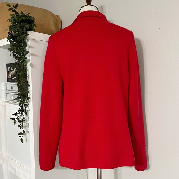 Talbots Women's Red 3 Button Front Blazer Jacket 100% Merino Wool Coat Sz Large - Picture 4 of 10
